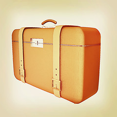 Image showing Brown traveler\'s suitcase . 3D illustration. Vintage style.