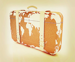 Image showing suitcase for travel . 3D illustration. Vintage style.