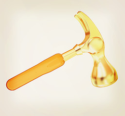 Image showing Hammer on white background . 3D illustration. Vintage style.