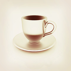 Image showing Cup on a saucer. 3D illustration. Vintage style.