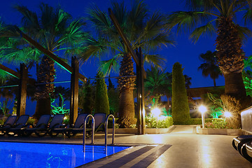 Image showing Swimming pool on summer beach by night