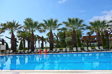 Image showing Beach resort hotel swimming pool