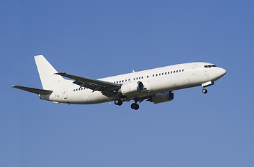 Image showing Airplane on the blue sky