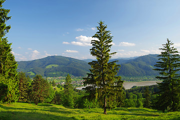 Image showing Houses on river valley