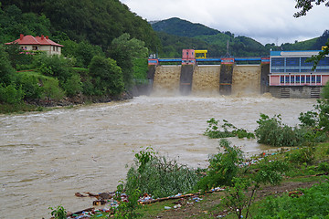 Image showing Dam flood in a rainy season
