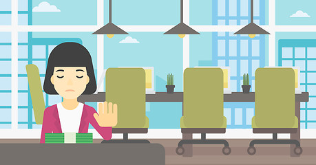 Image showing Woman refusing bribe vector illustration.