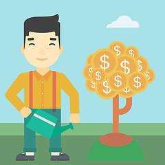 Image showing Man watering money tree vector illustration.