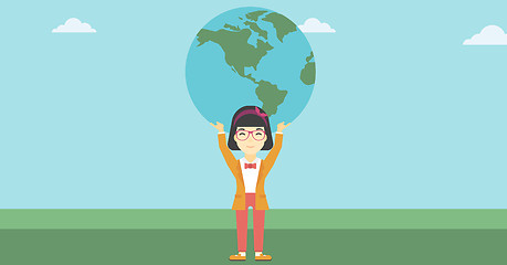 Image showing Business woman holding Earth globe.
