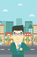 Image showing Man putting envelope in pocket vector illustration