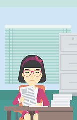 Image showing HR manager checking files vector illustration.