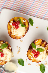 Image showing Grilled peaches dessert