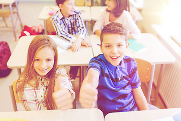 Image showing group of school kids showing thumbs up