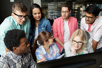 Image showing international students with computers at library