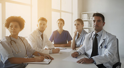 Image showing group of happy doctors meeting at hospital office