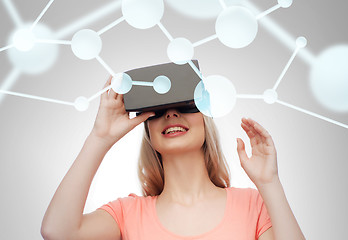 Image showing woman in virtual reality headset or 3d glasses