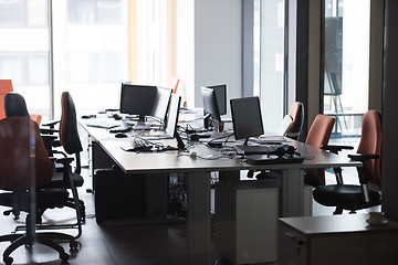 Image showing empty office with modern computers