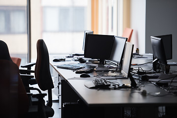 Image showing empty office with modern computers