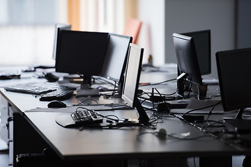 Image showing empty office with modern computers