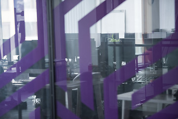 Image showing empty office with modern computers