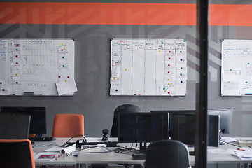 Image showing empty office with modern computers