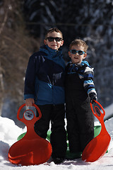 Image showing portrait of little boys at winter day