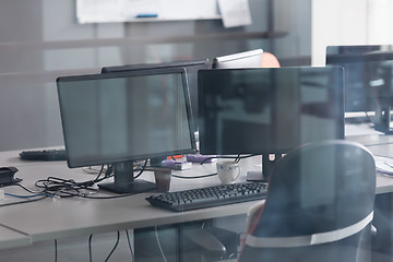 Image showing empty office with modern computers