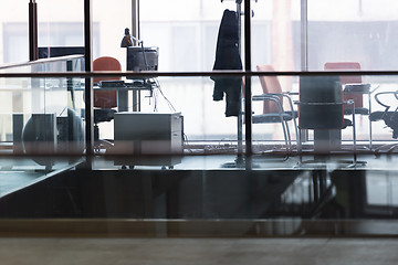 Image showing empty office with modern computers