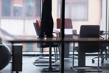 Image showing empty office with modern computers