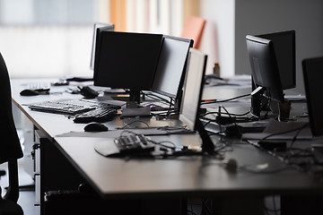 Image showing empty office with modern computers