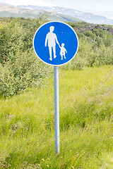 Image showing Road sign in Iceland - Pedestrian path