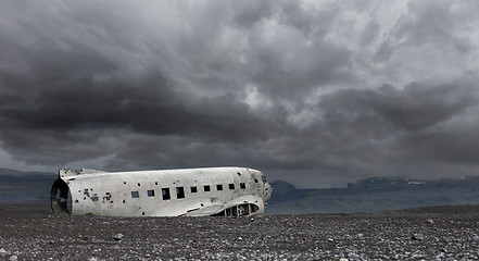 Image showing The abandoned wreck of a US military plane on Southern Iceland -