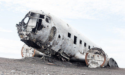 Image showing The abandoned wreck of a US military plane on Southern Iceland