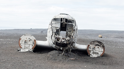 Image showing The abandoned wreck of a US military plane on Southern Iceland