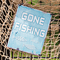 Image showing Gone fishing sign