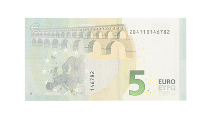 Image showing Close-up of a 5 euro bank note