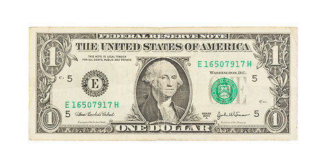 Image showing US one Dollar bill, close up 