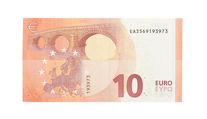 Image showing New ten euro banknote, close-up