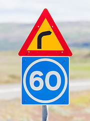 Image showing Curve with advisory speed limit