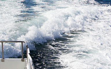 Image showing Wave of a ferry ship on the open ocean