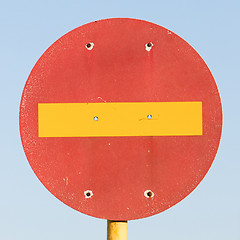 Image showing Road sign in Iceland - No entry