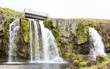 Image showing Kirkjufellsfoss waterfall near the Kirkjufell mountain