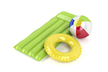 Image showing Beach ball, mattress and swim ring