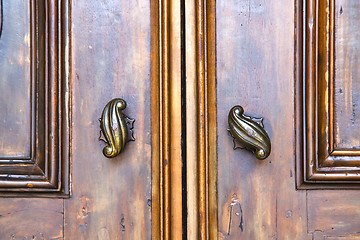 Image showing abstract  house  door     in italy  lombardy     closed  nail