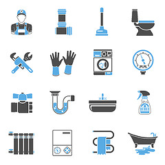 Image showing Plumbing Service Icons Sticker Set