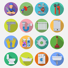 Image showing Plumbing Service Flat Icons Set