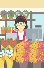 Image showing Florist at flower shop vector illustration.