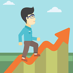 Image showing Businessman running along the growth graph.