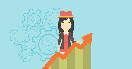 Image showing Business woman with growing chart.