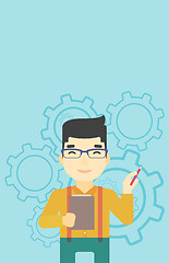 Image showing Businessman with pencil vector illustration.