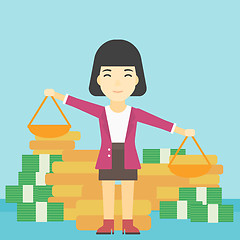 Image showing Business woman with scales vector illustration.